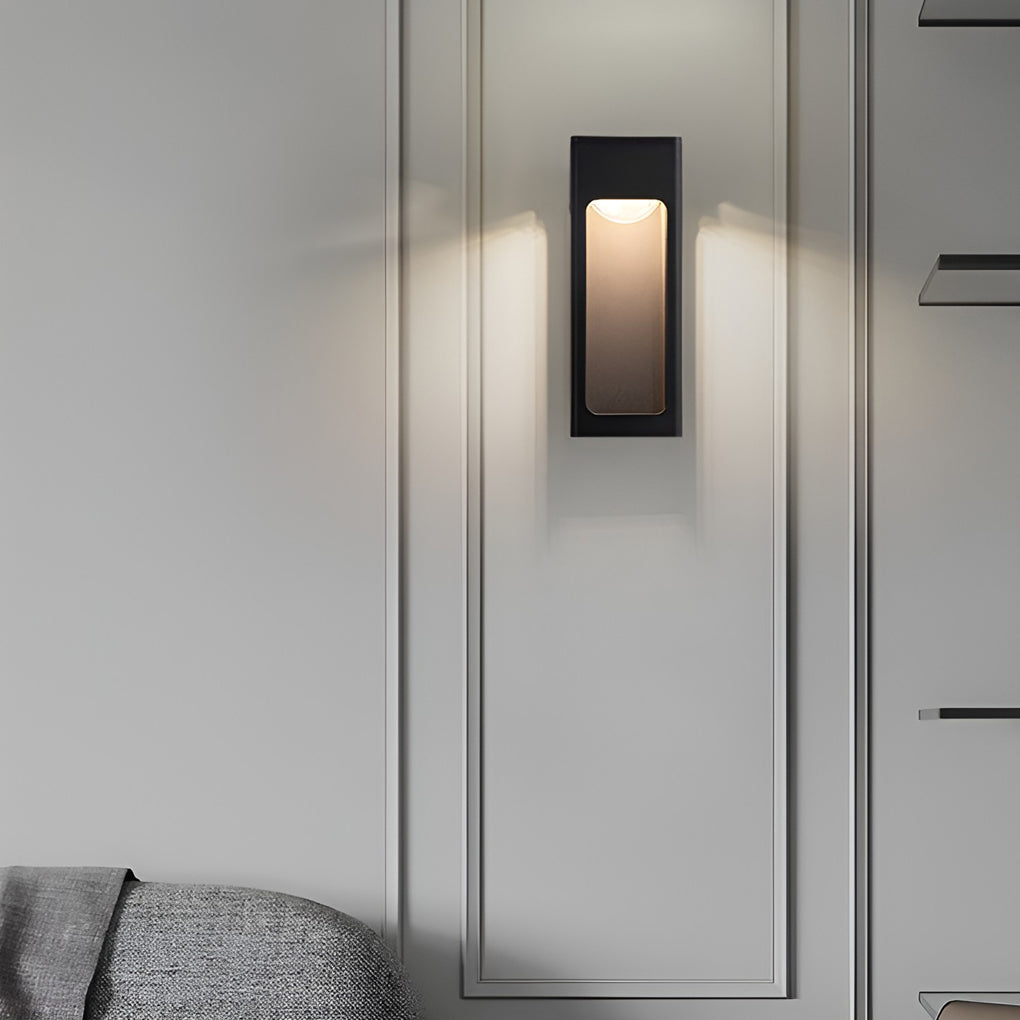Modern Black 12W LED Outdoor Wall Sconce Waterproof Rectangular Exterior Porch Light