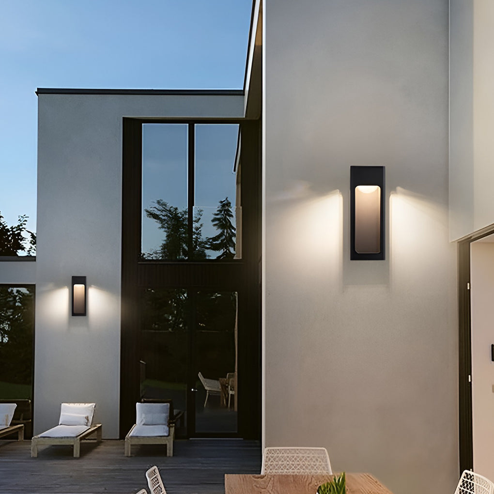 Modern Black 12W LED Outdoor Wall Sconce Waterproof Rectangular Exterior Porch Light