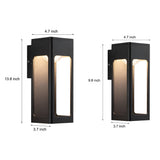 Modern Black 12W LED Outdoor Wall Sconce Waterproof Rectangular Exterior Porch Light