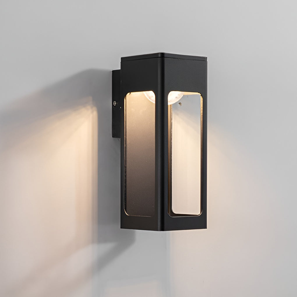 Modern Black 12W LED Outdoor Wall Sconce Waterproof Rectangular Exterior Porch Light