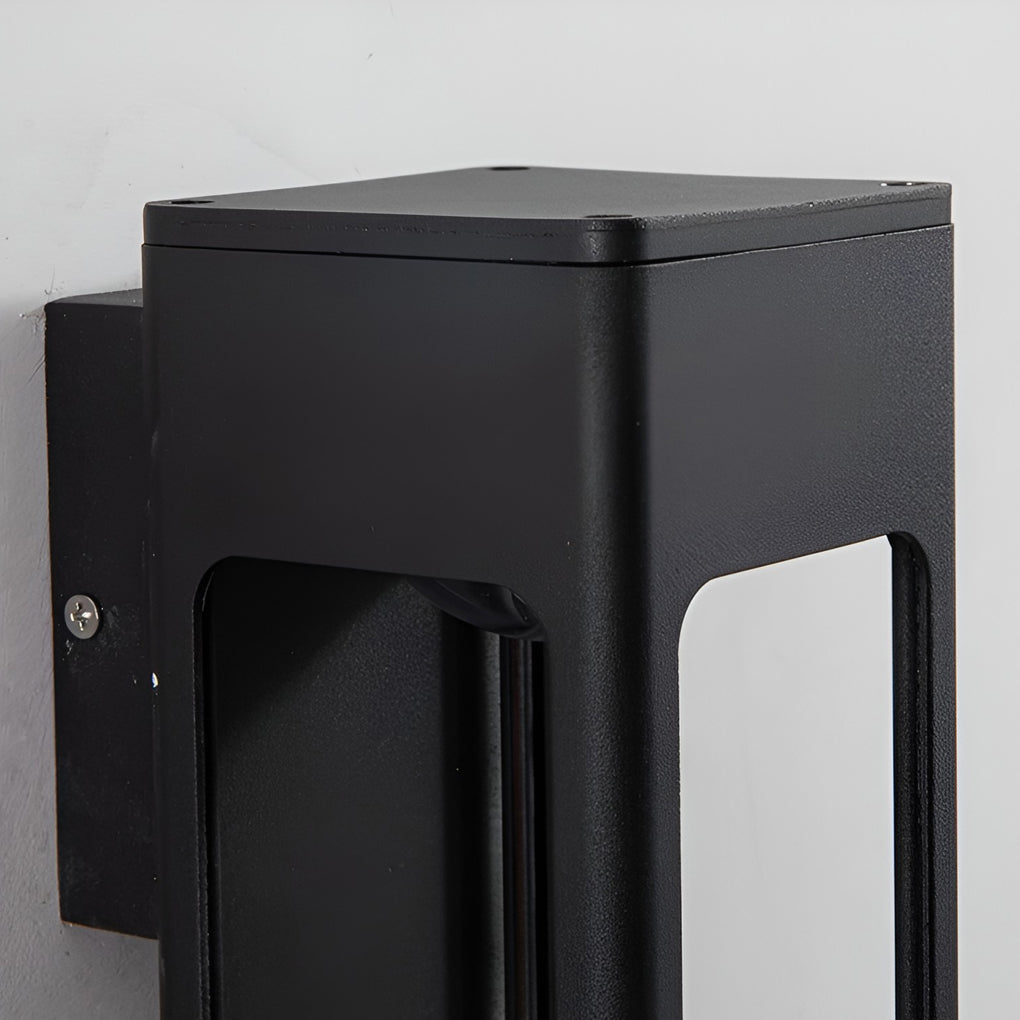 Modern Black 12W LED Outdoor Wall Sconce Waterproof Rectangular Exterior Porch Light
