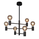 Modern Black 6 Light Sputnik Chandelier Nordic Industrial Semi Flush Mount Pendant Light