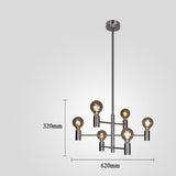 Modern Black 6 Light Sputnik Chandelier Nordic Industrial Semi Flush Mount Pendant Light