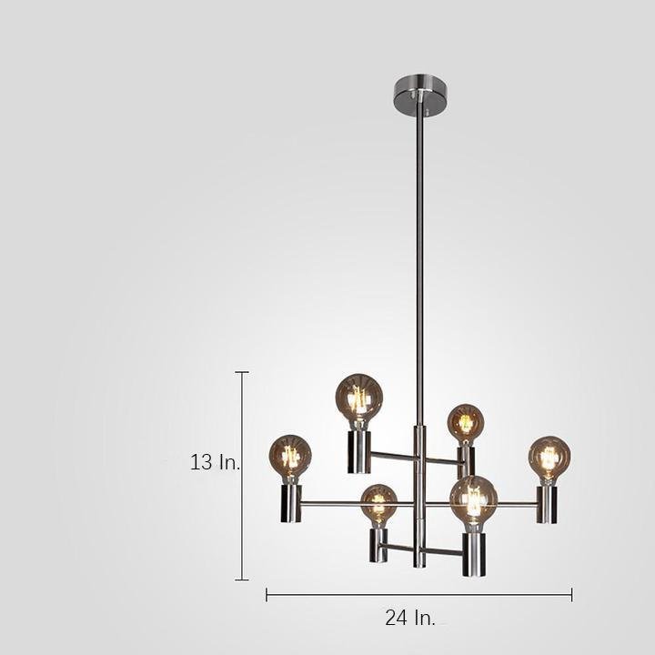 Modern Black 6 Light Sputnik Chandelier Nordic Industrial Semi Flush Mount Pendant Light