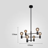 Modern Black 6 Light Sputnik Chandelier Nordic Industrial Semi Flush Mount Pendant Light