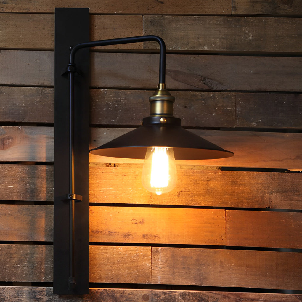 Modern Black Adjustable Industrial Wall Sconce LED Retro Iron and Glass Wall Lamp