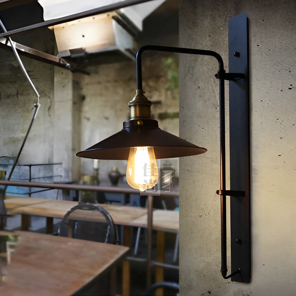 Modern Black Adjustable Industrial Wall Sconce LED Retro Iron and Glass Wall Lamp