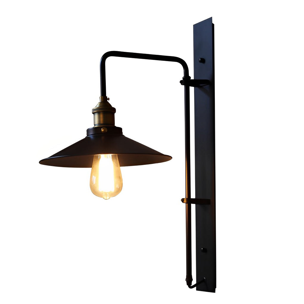 Modern Black Adjustable Industrial Wall Sconce LED Retro Iron and Glass Wall Lamp