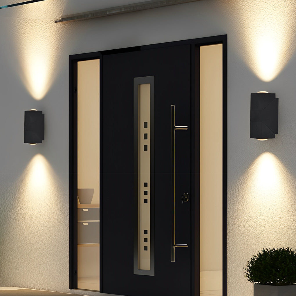 Modern Black Adjustable Motion Sensor Outdoor Wall Sconce IP64 Waterproof Up and Down Exterior Light