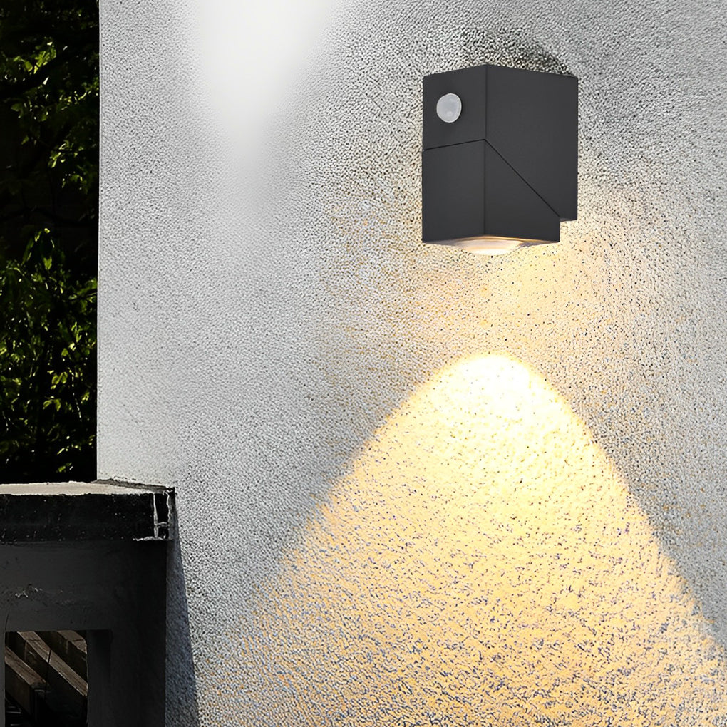 Modern Black Adjustable Motion Sensor Outdoor Wall Sconce IP64 Waterproof Up and Down Exterior Light