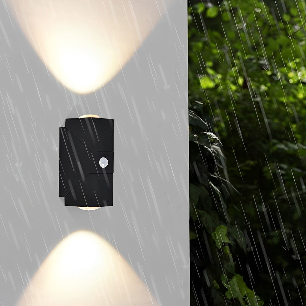 Modern Black Adjustable Motion Sensor Outdoor Wall Sconce IP64 Waterproof Up and Down Exterior Light