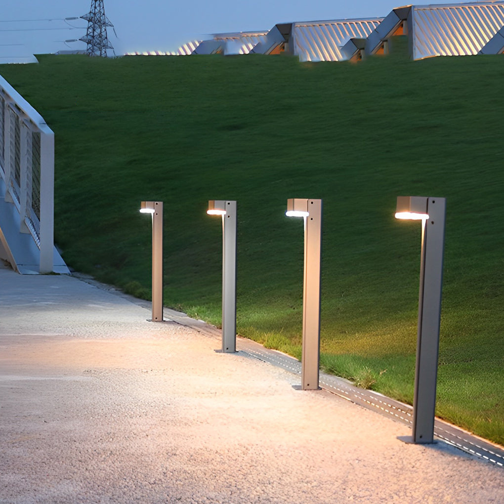 Modern Black Aluminum Alloy Solar Powered LED Lawn Light Waterproof Outdoor Pathway Lamp