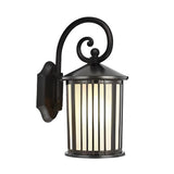 Modern Black Aluminum Exterior Wall Light with Clear Striped Glass Sconce for Porch and Garden