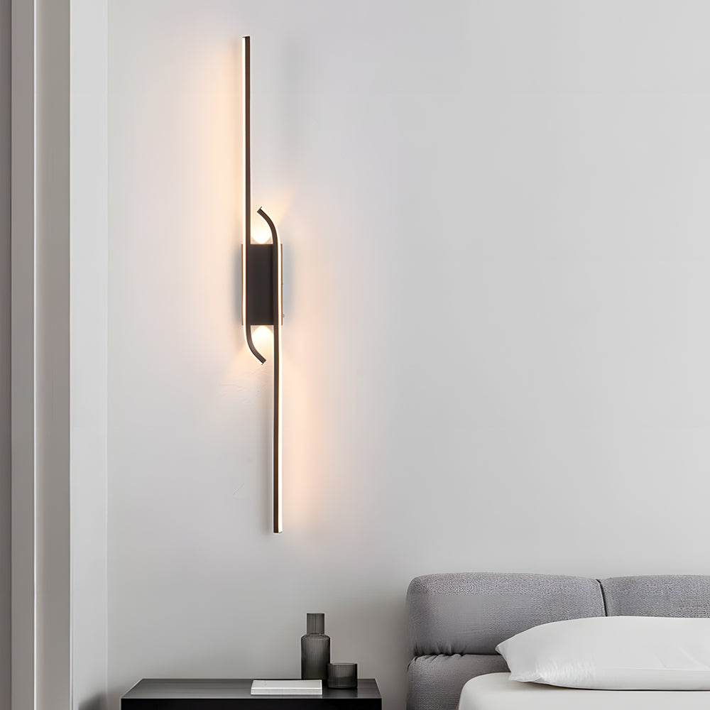 Modern Black Aluminum LED Long Strip Wall Light Minimalist Nordic Indoor Sconce Lamp