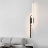 Modern Black Aluminum LED Long Strip Wall Light Minimalist Nordic Indoor Sconce Lamp