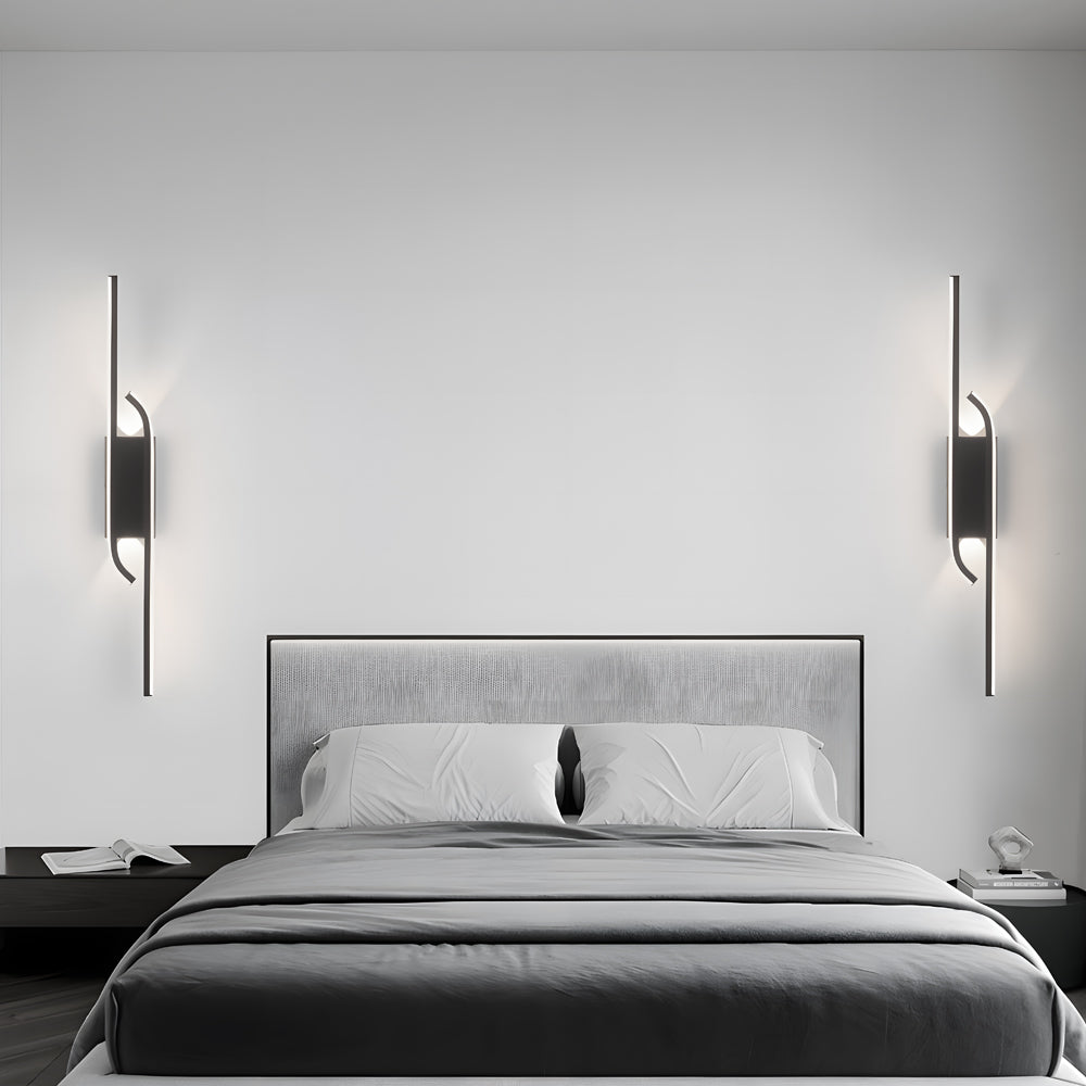 Modern Black Aluminum LED Long Strip Wall Light Minimalist Nordic Indoor Sconce Lamp