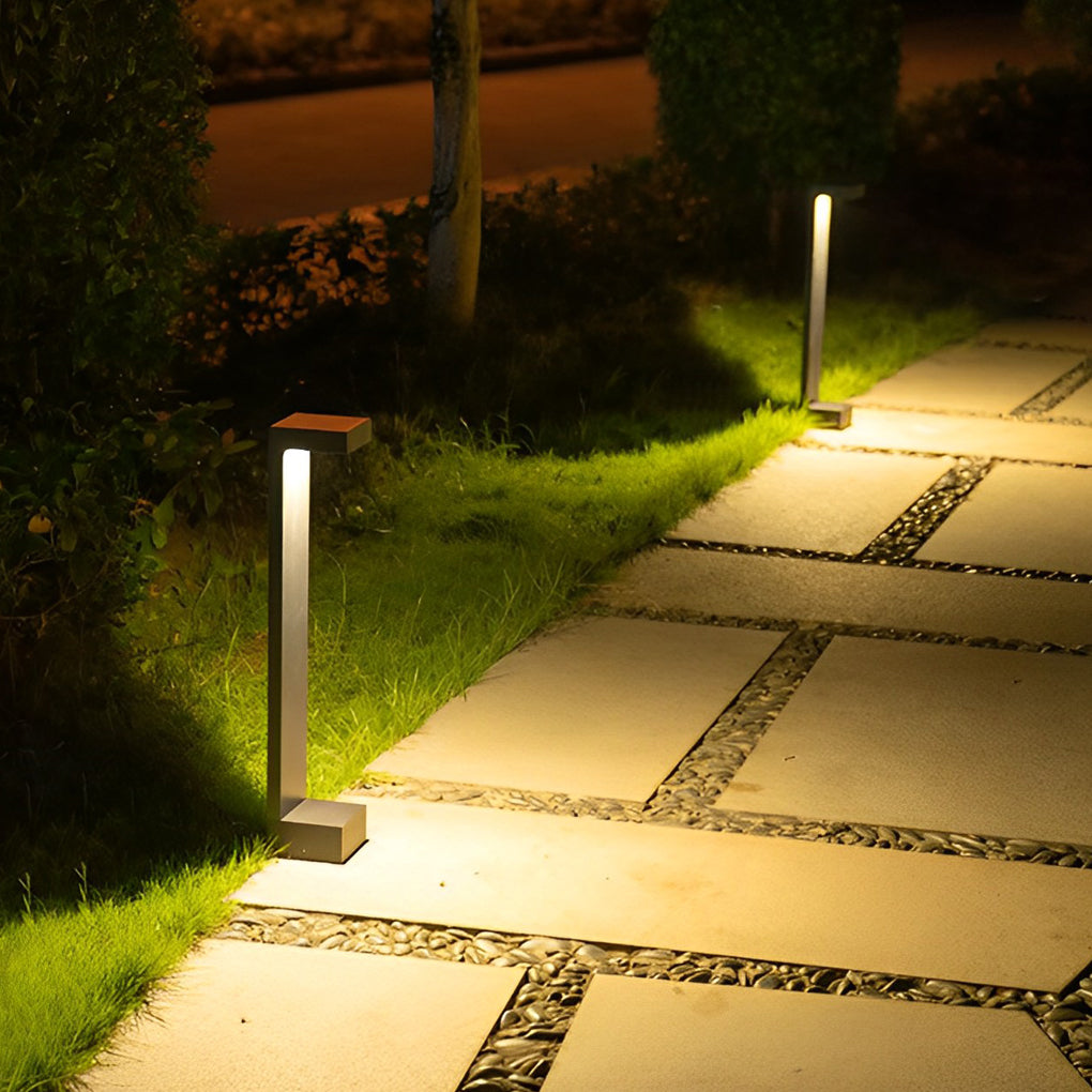 Modern Black Aluminum LED Outdoor Pathway Lights Waterproof Landscape Bollard Lamps