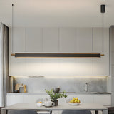 Modern Black Aluminum Linear LED Pendant Light for Kitchen Island and Dining Room
