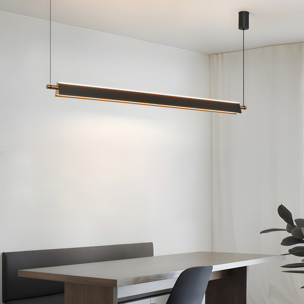 Modern Black Aluminum Linear LED Pendant Light for Kitchen Island and Dining Room