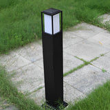 Modern Black Aluminum Square Outdoor Bollard Light for Path and Garden Illumination