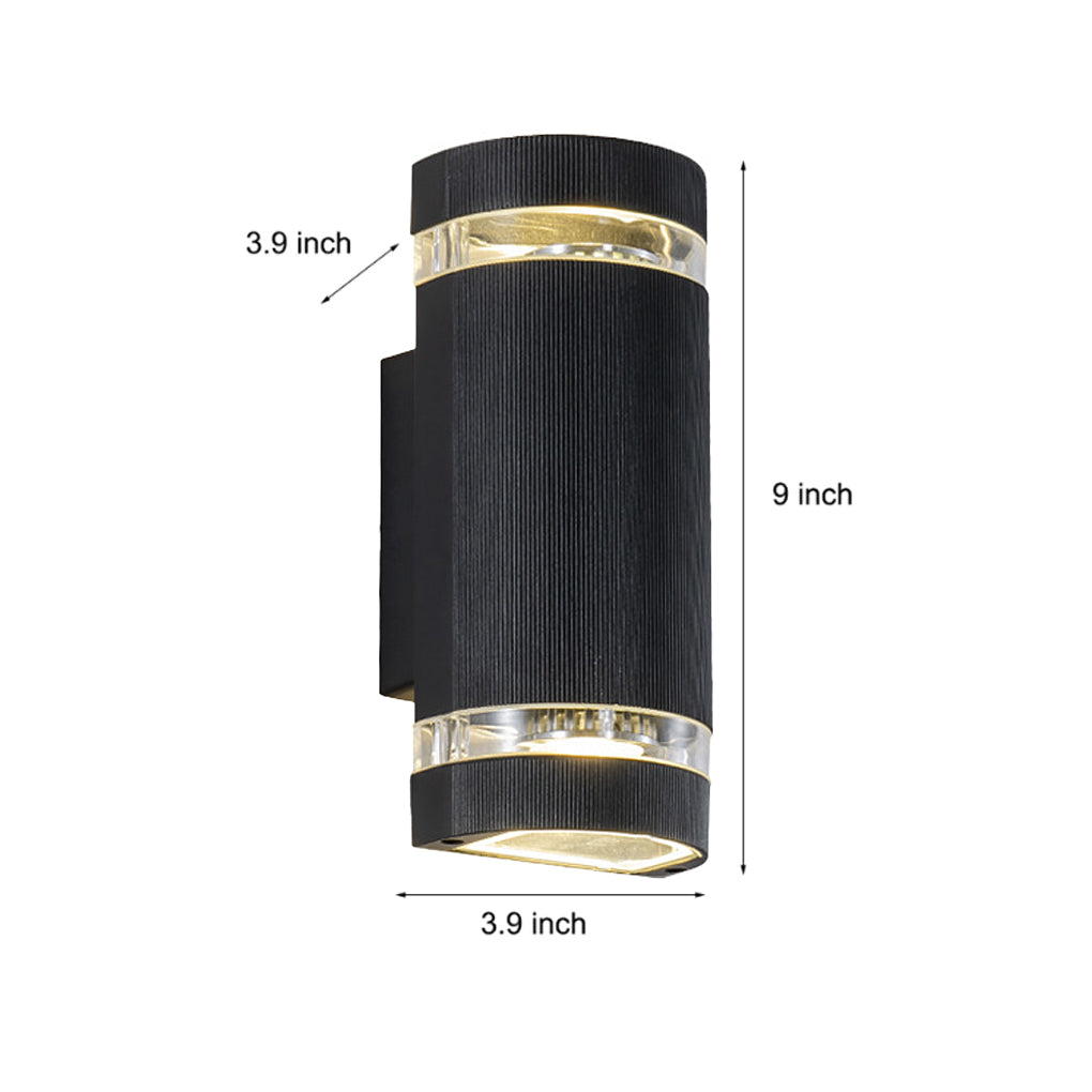 Modern Black Aluminum Waterproof LED Up and Down Outdoor Wall Sconce Lighting