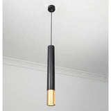 Modern Black and Gold Cylinder LED Pendant Light for Kitchen Island and Dining Room