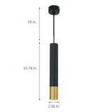 Modern Black and Gold Cylinder LED Pendant Light for Kitchen Island and Dining Room