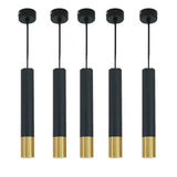 Modern Black and Gold Cylinder LED Pendant Light for Kitchen Island and Dining Room