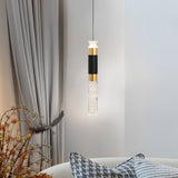 Modern Black and Gold Cylinder LED Pendant Light Three Step Dimming Hanging Lamp for Bedroom and Kitchen