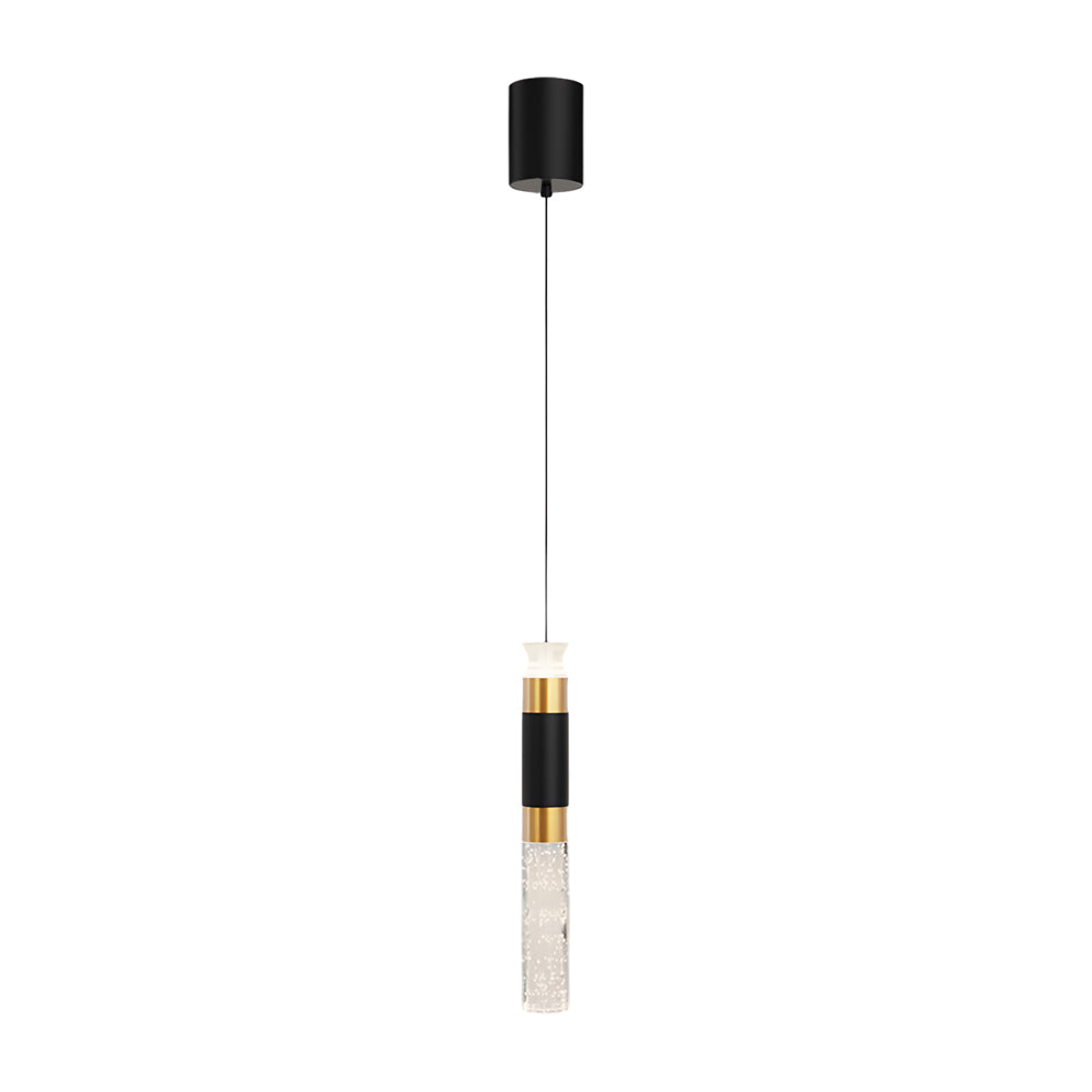 Modern Black and Gold Cylinder LED Pendant Light Three Step Dimming Hanging Lamp for Bedroom and Kitchen