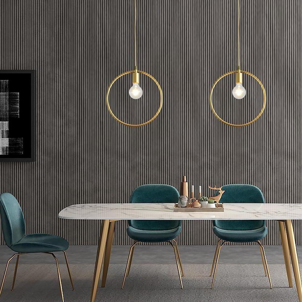 Modern Black and Gold Geometric Pendant Light Rounded Square Metal Hanging Fixture
