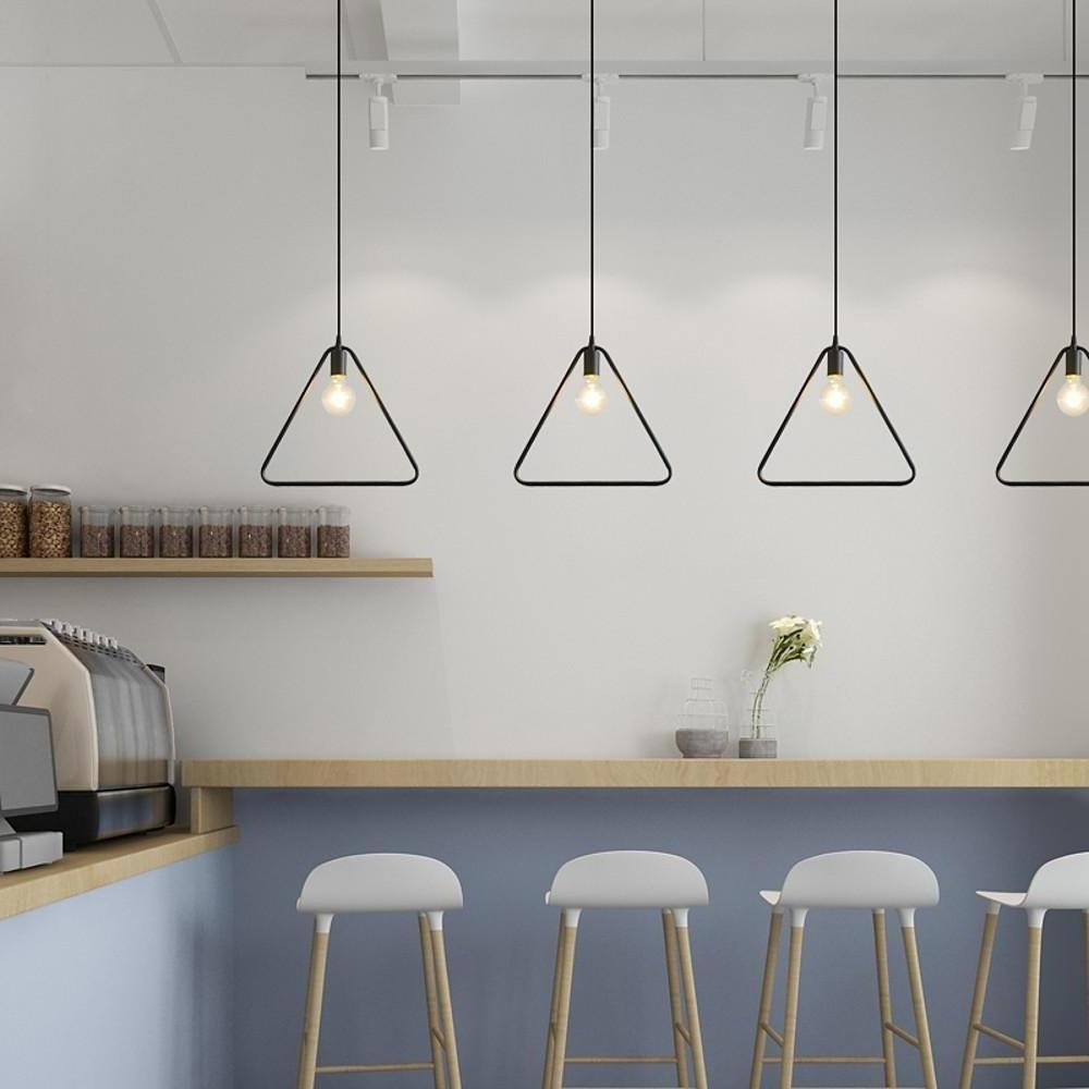 Modern Black and Gold Geometric Pendant Light Rounded Square Metal Hanging Fixture