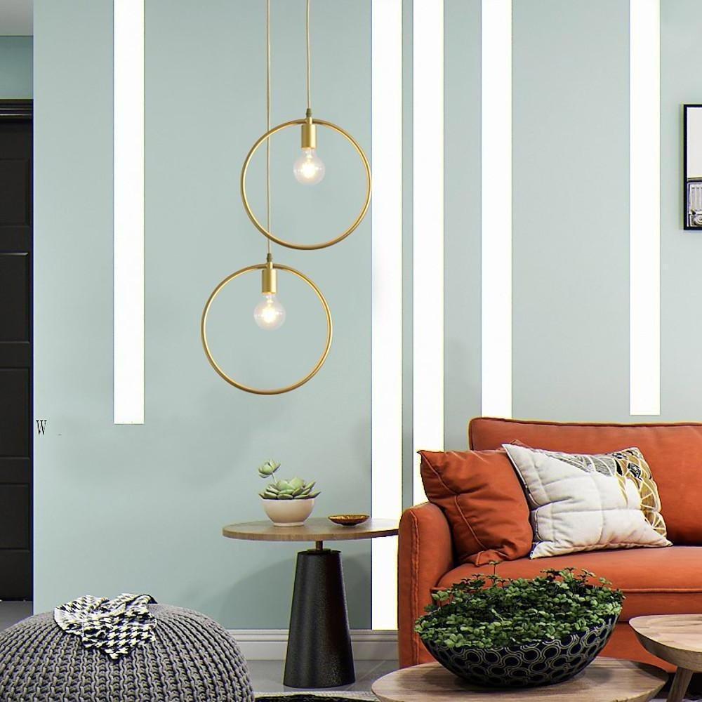 Modern Black and Gold Geometric Pendant Light Rounded Square Metal Hanging Fixture
