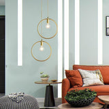 Modern Black and Gold Geometric Pendant Light Rounded Square Metal Hanging Fixture