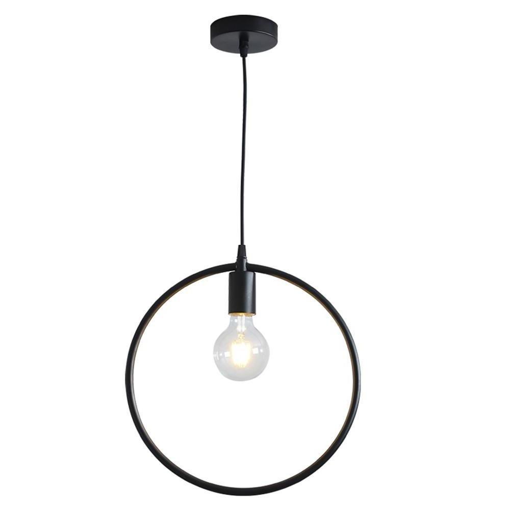 Modern Black and Gold Geometric Pendant Light Rounded Square Metal Hanging Fixture