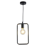 Modern Black and Gold Geometric Pendant Light Rounded Square Metal Hanging Fixture