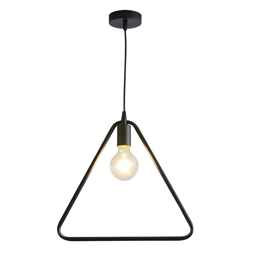 Modern Black and Gold Geometric Pendant Light Rounded Square Metal Hanging Fixture