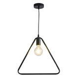 Modern Black and Gold Geometric Pendant Light Rounded Square Metal Hanging Fixture
