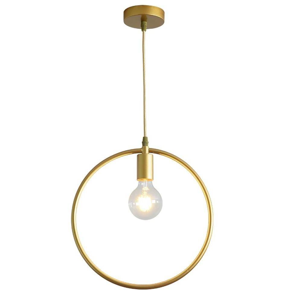 Modern Black and Gold Geometric Pendant Light Rounded Square Metal Hanging Fixture