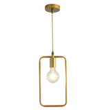 Modern Black and Gold Geometric Pendant Light Rounded Square Metal Hanging Fixture