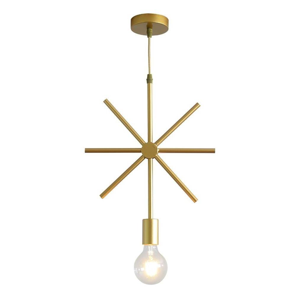 Modern Black and Gold Geometric Pendant Light Rounded Square Metal Hanging Fixture