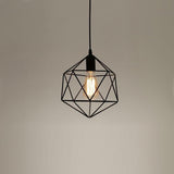 Modern Black and Rose Gold Geometric Metal Cage LED Pendant Light Fixture