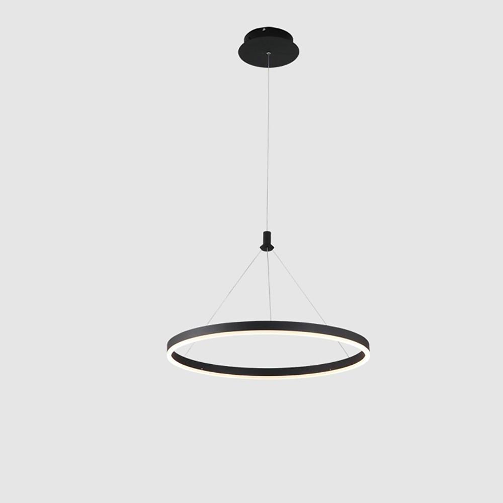 Modern Black Circle LED Ring Pendant Light Minimalist Hanging Chandelier for Dining Room Living Room