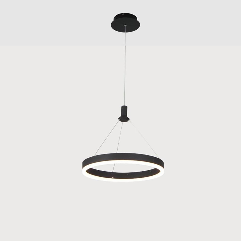Modern Black Circle LED Ring Pendant Light Minimalist Hanging Chandelier for Dining Room Living Room