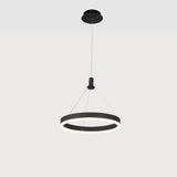 Modern Black Circle LED Ring Pendant Light Minimalist Hanging Chandelier for Dining Room Living Room
