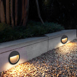 Modern Black Circular LED Outdoor Step Light and Exterior Wall Sconce for Patios and Stairways
