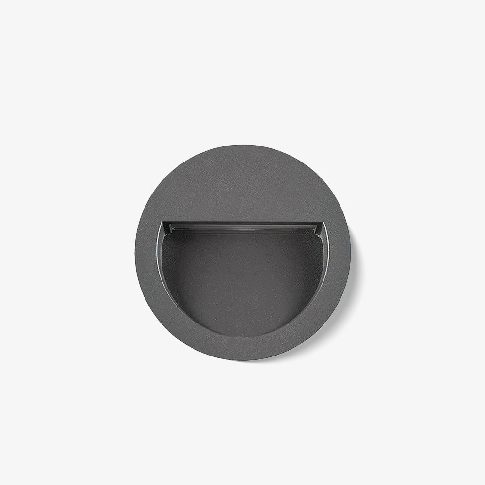 Modern Black Circular LED Outdoor Step Light and Exterior Wall Sconce for Patios and Stairways