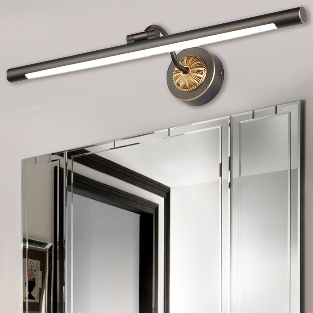 Modern Black Copper Adjustable LED Bathroom Vanity Light and Rotatable Linear Wall Sconce