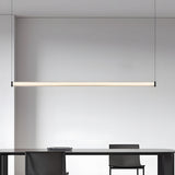 Modern Black Copper Linear LED Island Pendant Light with Textured Glass Shade and Dimmable Remote Control