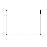 Modern Black Copper Linear LED Island Pendant Light with Textured Glass Shade and Dimmable Remote Control